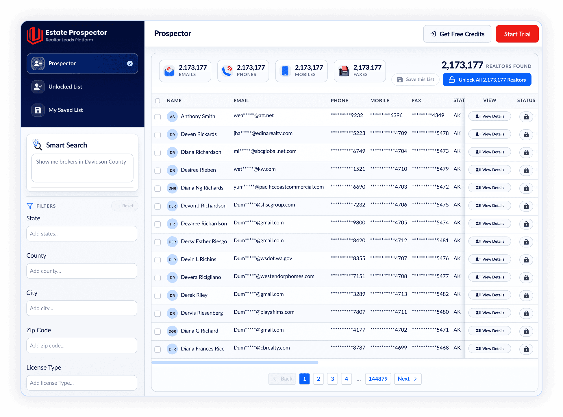 Prospector dashboard preview